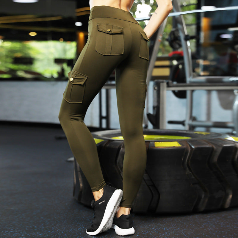 Slim High Elastic Gym Cargo Pants